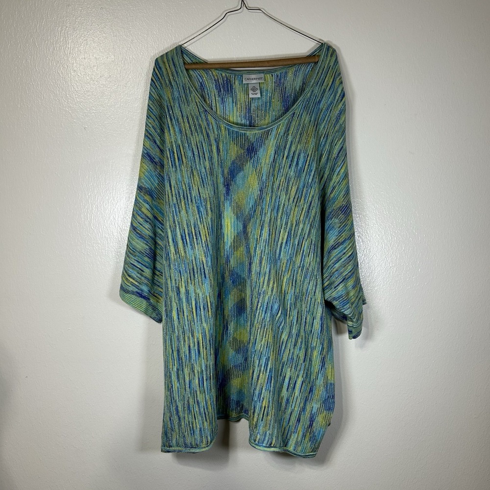 Catherine's Women's 4X Knit Metallic Striped Tunic Top Boho Festival Summer